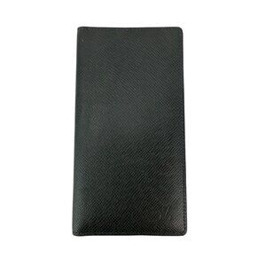 LOUIS VUITTON Taiga Brazza Long Bifold Dark Blue Leather Wallet